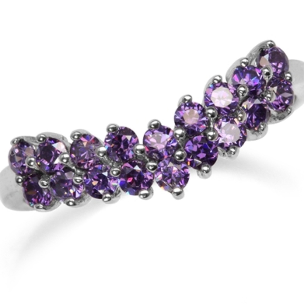 1.88ct V-shape cluster genuine amethyst 14K Gold